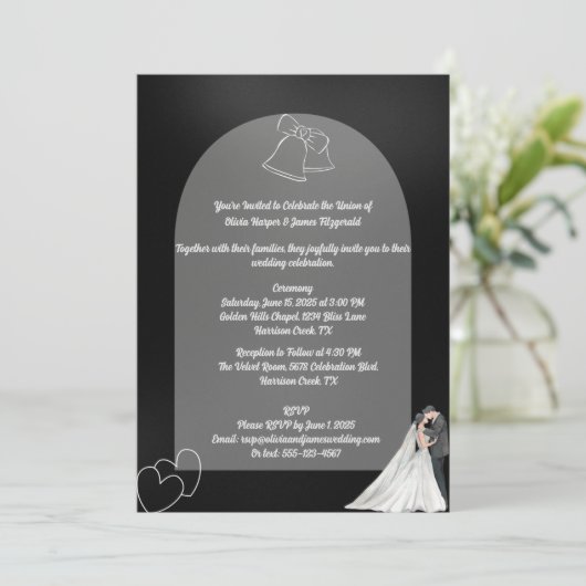 Uitnodiging tot uitzending van Elegant Black & Whi (Staand voorkant)