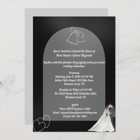 Uitnodiging tot uitzending van Elegant Black & Whi (Voorkant / Achterkant)