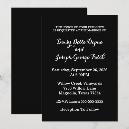 Uitnodiging tot uitzending van Elegant Black & Whi (Voorkant / Achterkant)