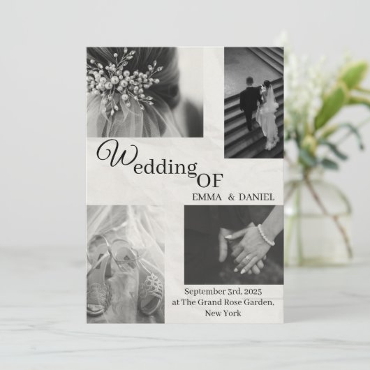 Uitnodiging tot uitzending van Elegant Black & Whi (Staand voorkant)