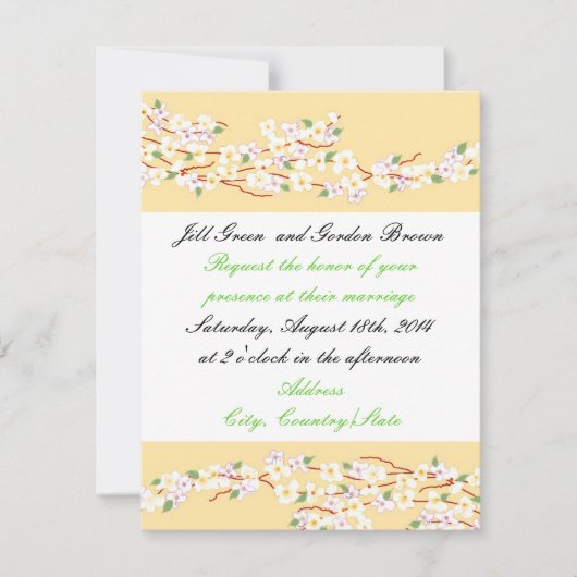 Uitnodiging tot uitzending van Elegant Yellow Blos (Voorkant)