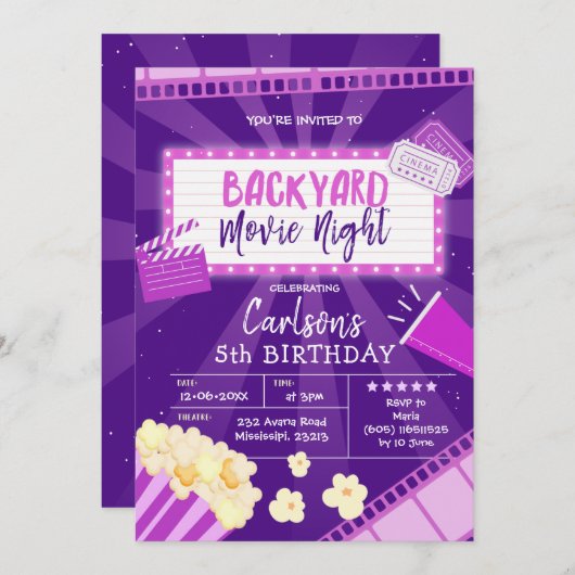 Uitnodiging tot uitzending van filmnacht (Voorkant / Achterkant)