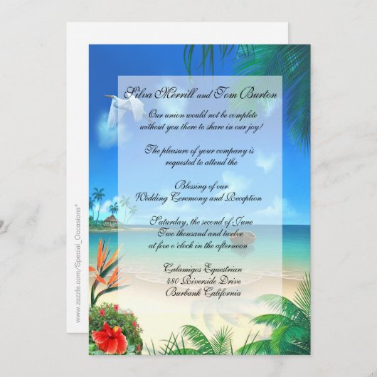 Uitnodiging tot uitzending van het exotische stran (Voorkant / Achterkant)