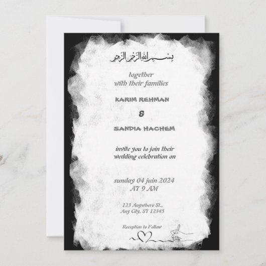 Uitnodiging tot uitzending van het huwelijk tussen (Voorkant)