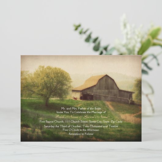 Uitnodiging tot uitzending van het landelijke Barn (Staand voorkant)