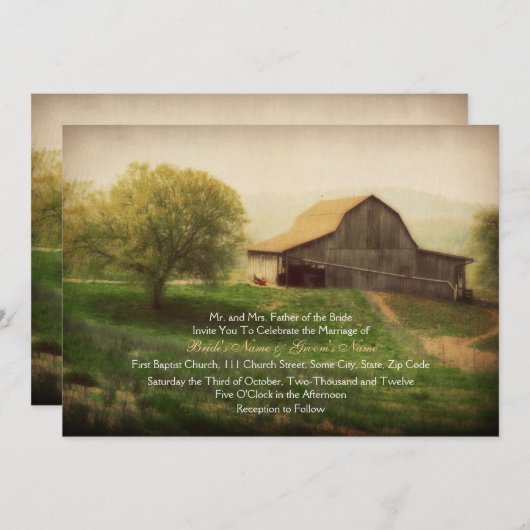 Uitnodiging tot uitzending van het landelijke Barn (Voorkant / Achterkant)