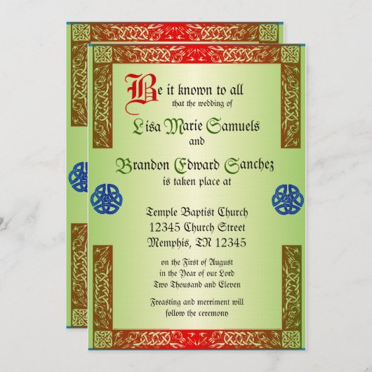 Uitnodiging tot uitzending van het renaissance Wed (Voorkant / Achterkant)