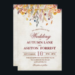 Uitnodiging tot uitzending van het Rustic Fall Lea<br><div class="desc">Rustieke Herfst herfstbladeren glitter bloemenbruiloft uitnodiging</div>