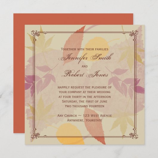 Uitnodiging tot uitzending van het Rustic Fall Lea (Voorkant / Achterkant)