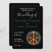 Uitnodiging tot uitzending van hippy Peace Sign We (Voorkant / Achterkant)