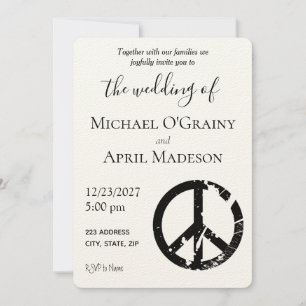 Uitnodiging tot uitzending van hippy Peace Sign We