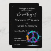 Uitnodiging tot uitzending van hippy Peace Sign We (Voorkant / Achterkant)