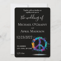 Uitnodiging tot uitzending van hippy Peace Sign We