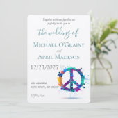 Uitnodiging tot uitzending van hippy Peace Sign We (Staand voorkant)