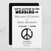 Uitnodiging tot uitzending van hippy Peace Sign We (Voorkant / Achterkant)