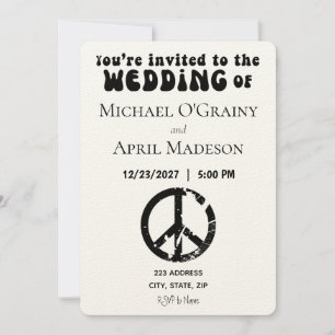 Uitnodiging tot uitzending van hippy Peace Sign We