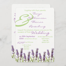 Uitnodiging tot uitzending van lavender Wedding