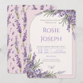 Uitnodiging tot uitzending van lavender Wedding (Voorkant / Achterkant)