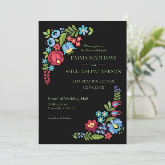 Uitnodiging tot uitzending van rode rode rozenwedd (Staand voorkant)