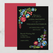 Uitnodiging tot uitzending van rode rode rozenwedd (Voorkant / Achterkant)