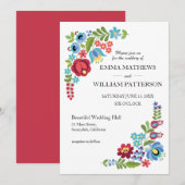 Uitnodiging tot uitzending van rode rode rozenwedd (Voorkant / Achterkant)