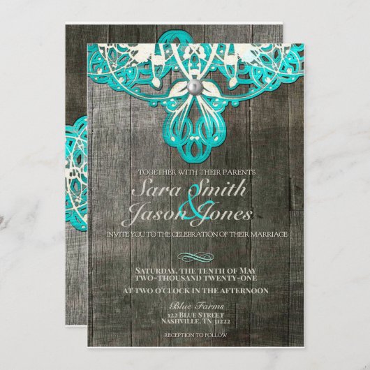 Uitnodiging tot uitzending van Rustic Barn Wedding (Voorkant / Achterkant)