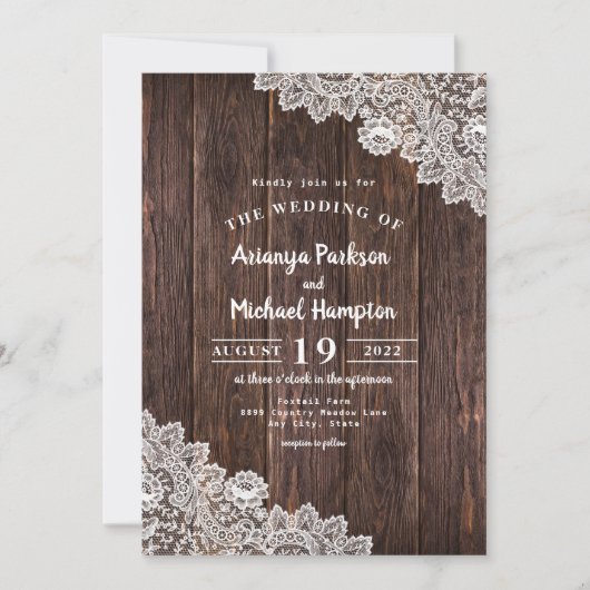 Uitnodiging tot uitzending van Rustic Lace en Wood (Voorkant)