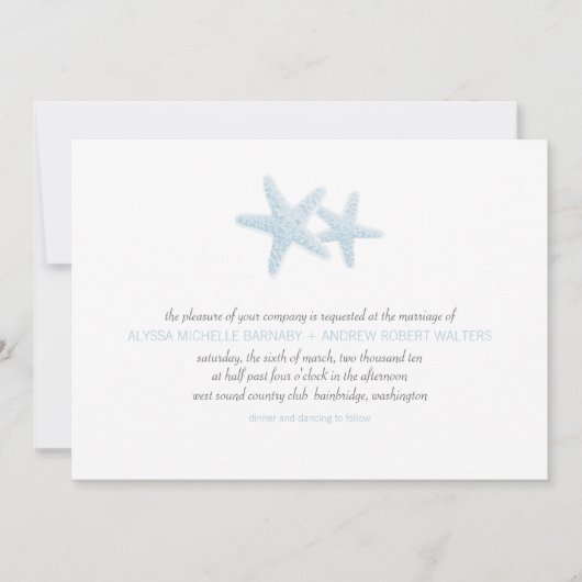 Uitnodiging tot uitzending van Starfish Pair Weddi (Voorkant)