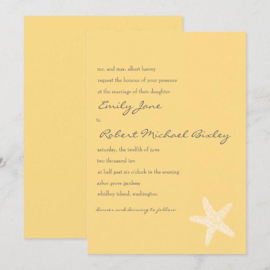 Uitnodiging tot uitzending van Starfish Wedding (Voorkant / Achterkant)