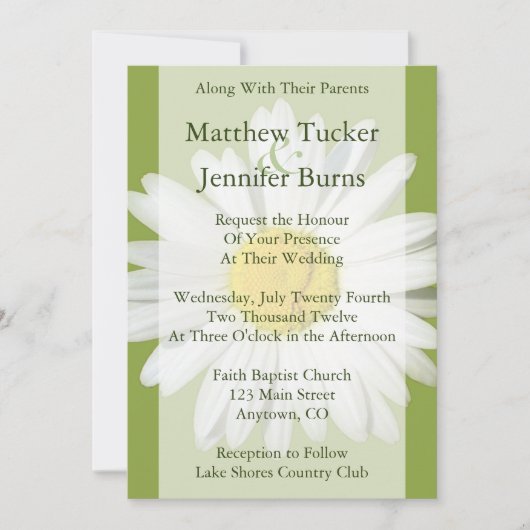 Uitnodiging tot uitzending van White Daisy Wedding (Voorkant)