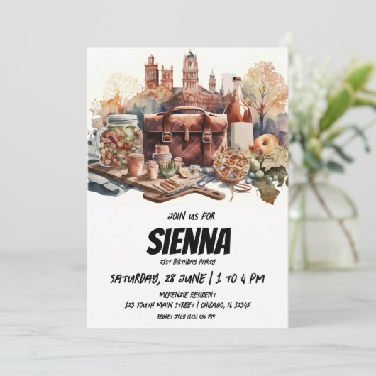 Uitnodiging tot uitzicht van de zomerpickncastle (Staand voorkant)