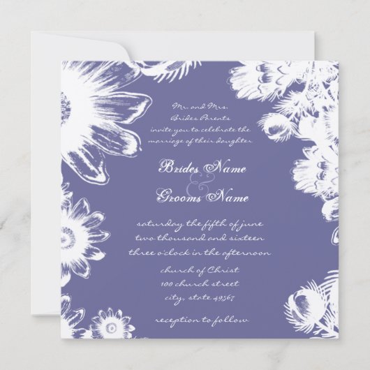 Uitnodiging tot ultra Violet  Floral Wedding (Voorkant)