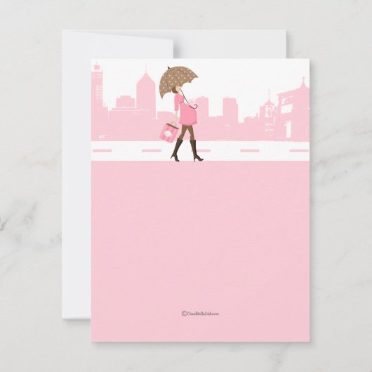 Uitnodiging tot urbanisatie van roze Baby shower (Achterkant)