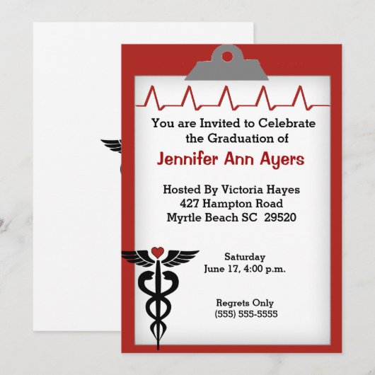 Uitnodiging tot urse Graduation Party (Voorkant / Achterkant)