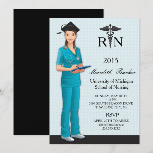 Uitnodiging tot urse Graduation Party (Voorkant / Achterkant)