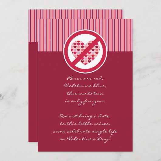 Uitnodiging tot Valentijnsdag van één partij (Voorkant / Achterkant)