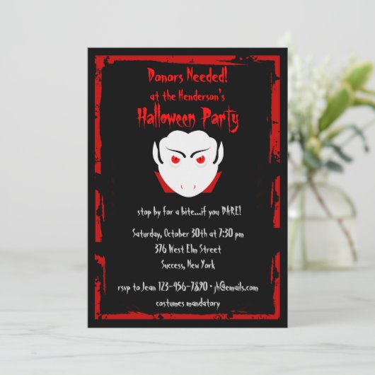 Uitnodiging tot Vampire Halloween Party (Staand voorkant)