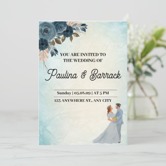 Uitnodiging tot verf-kleurenhuwelijk (Staand voorkant)