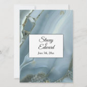 Uitnodiging tot verfijnde blauwe marmer Agate Wedd (Achterkant)