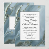 Uitnodiging tot verfijnde blauwe marmer Agate Wedd (Voorkant / Achterkant)