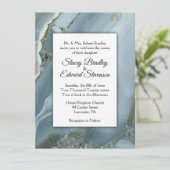 Uitnodiging tot verfijnde blauwe marmer Agate Wedd (Staand voorkant)