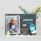 Uitnodiging tot verjaardag van Penguin (Staand voorkant)