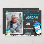 Uitnodiging tot verjaardag van Penguin (Voorkant / Achterkant)