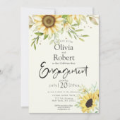 Uitnodiging tot Verloving van roestgeel zonnebloem (Voorkant)