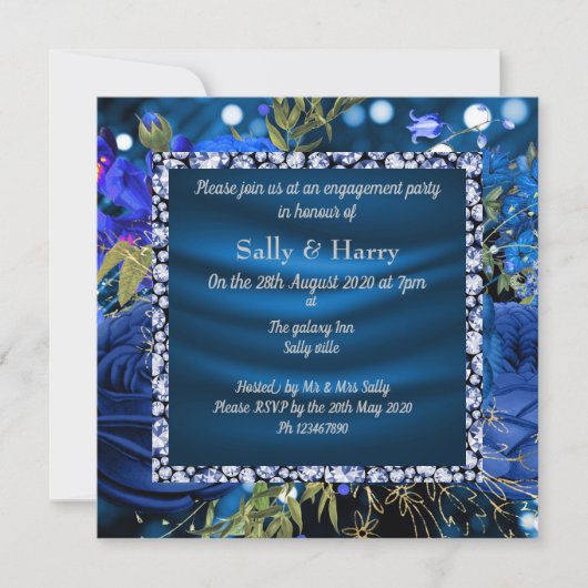 Uitnodiging tot verloving van Royal Blue Diamonds (Voorkant)