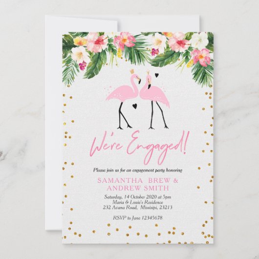 Uitnodiging tot Verloving van Tropical Summer Flam (Voorkant)
