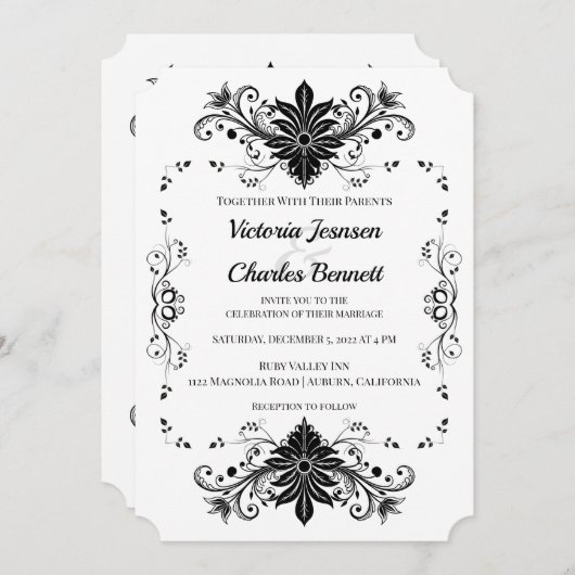 uitnodiging tot Victoriaans bruiloft (Voorkant / Achterkant)