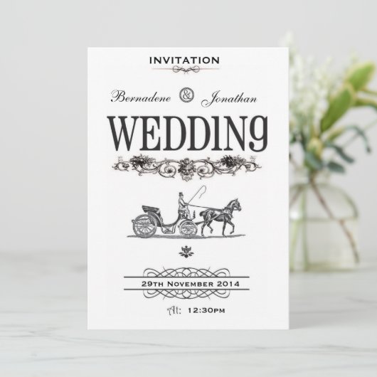 uitnodiging tot Victoriaans bruiloft (Staand voorkant)