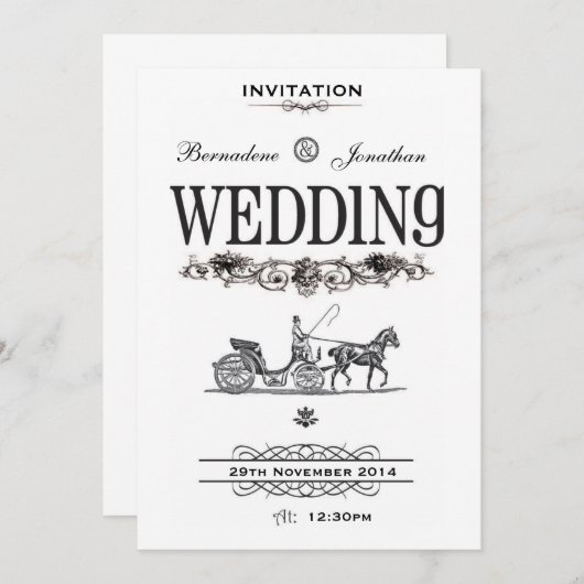  uitnodiging tot Victoriaans bruiloft (Voorkant / Achterkant)