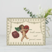  uitnodiging tot Victoriaans Cupid Heart Wedding (Staand voorkant)